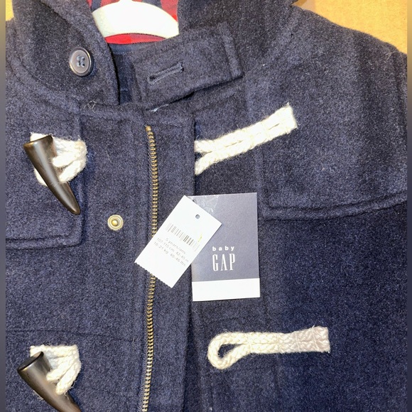 NEW GAP Wool Toggle Coat with Buffalo Plaid Lined Hood - Picture 4 of 9